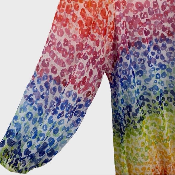 Vilagallo Multicolor Rainbow Animal Print Swing Dress Size 50 US XL - Picture 3 of 7